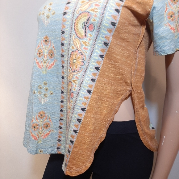 💠Anthropologie POSTMARK Paisley Top Boho Patchwork Short Sleeve Tshirt Size XS - Picture 8 of 13